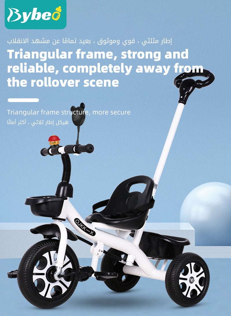 Bybeo 3-in-1 Kids Tricycle, Toddler Trike Bike - Perfect Ride-On Tricycle with Removable Parent Handle, Backrest, Safety Belt for Children Boys & Girls  - Image 2