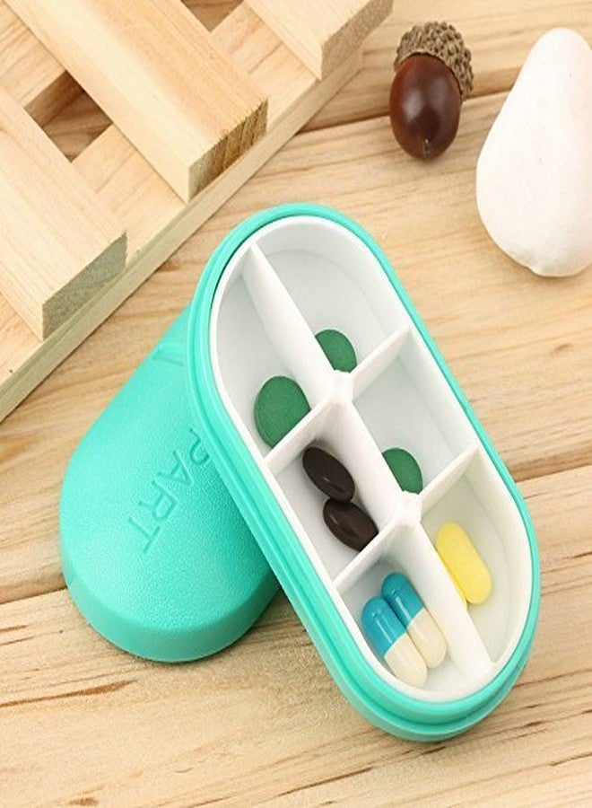 Wishbone Medicine Tablet Case 6 Parts Rectangle Shaped Portable Pill Box - Multi Color - Image 1