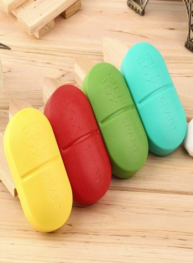 Wishbone Medicine Tablet Case 6 Parts Rectangle Shaped Portable Pill Box - Multi Color - Image 5