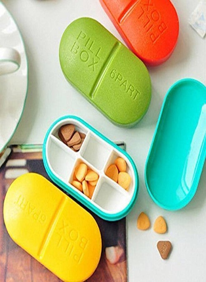 Wishbone Medicine Tablet Case 6 Parts Rectangle Shaped Portable Pill Box - Multi Color - Image 2
