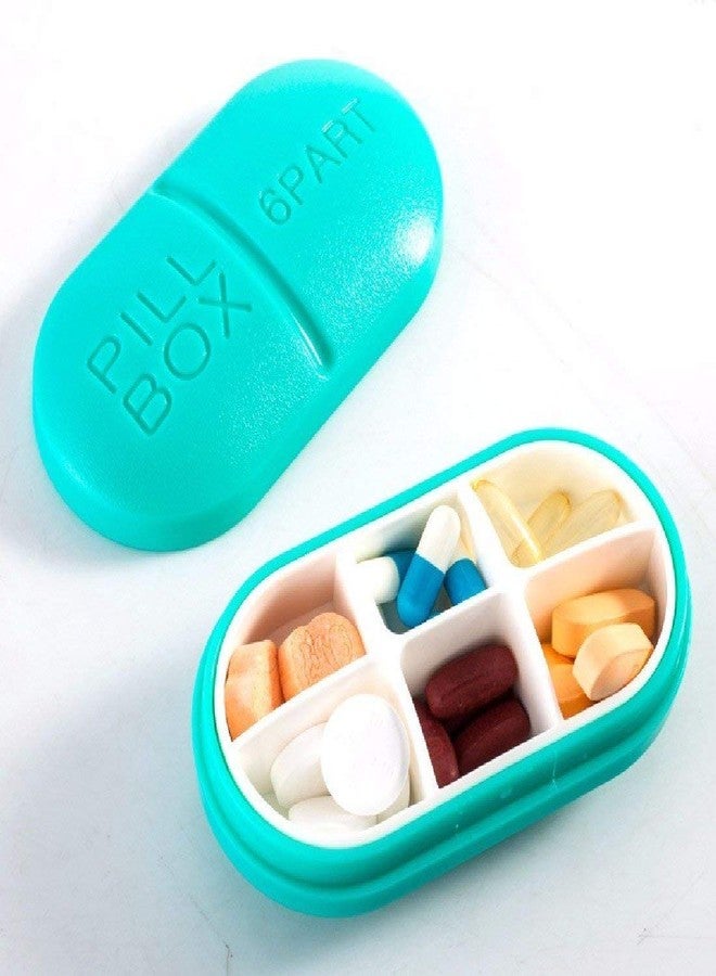 Wishbone Medicine Tablet Case 6 Parts Rectangle Shaped Portable Pill Box - Multi Color - Image 4