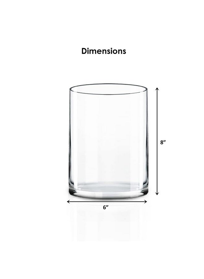 CYS EXCEL Cylinder Clear Glass Vase (H:8" D:6") | Multiple Size Choices Glass Flower Vase Centerpieces | Hurricane Floating Candle Holder Vase  - Image 2