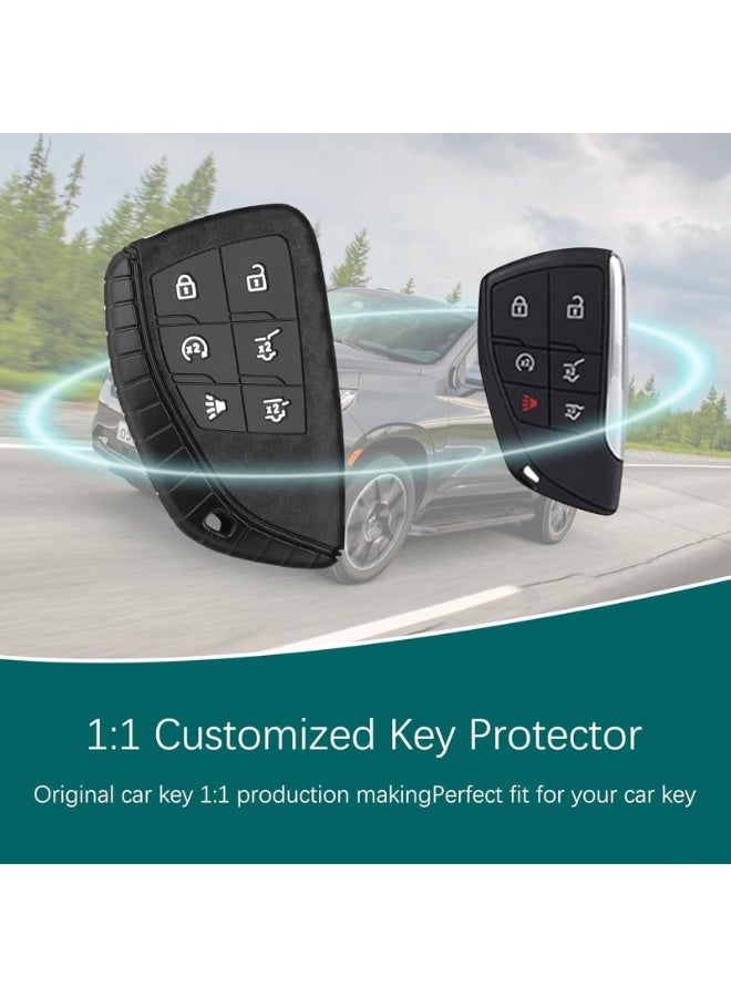 NOSKIN 2 Pack Silicone Protective Case with Keychain, Carbon Fiber Texture Key Fob Cover,fit for Chevy GMC, Compatible with 2020-2025 Suburban Tahoe Yukon Denali Sierra Silverado - Image 4