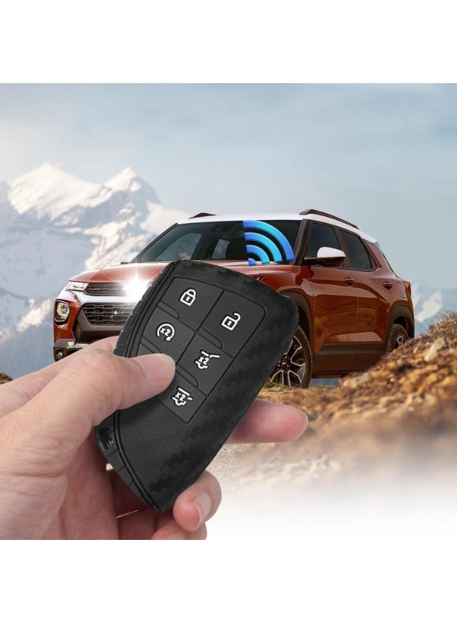 NOSKIN 2 Pack Silicone Protective Case with Keychain, Carbon Fiber Texture Key Fob Cover,fit for Chevy GMC, Compatible with 2020-2025 Suburban Tahoe Yukon Denali Sierra Silverado - Image 3