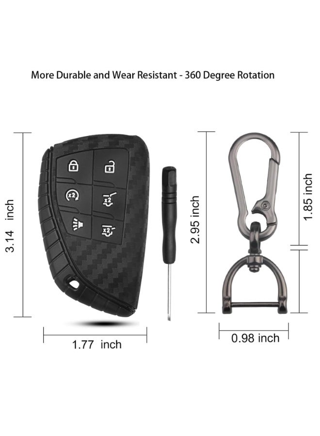 NOSKIN 2 Pack Silicone Protective Case with Keychain, Carbon Fiber Texture Key Fob Cover,fit for Chevy GMC, Compatible with 2020-2025 Suburban Tahoe Yukon Denali Sierra Silverado - Image 5