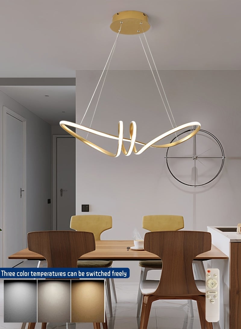 أورالوكسي ثريات سقف حديثة اضاءة ليد ذهبي 116 واط اشكال هندسية مع ريموت كنترول اضاءة سقف بالاشعة تحت الحمراء مناسبة لغرفة المعيشة وغرفة النوم وغرفة الطعام - Image 1