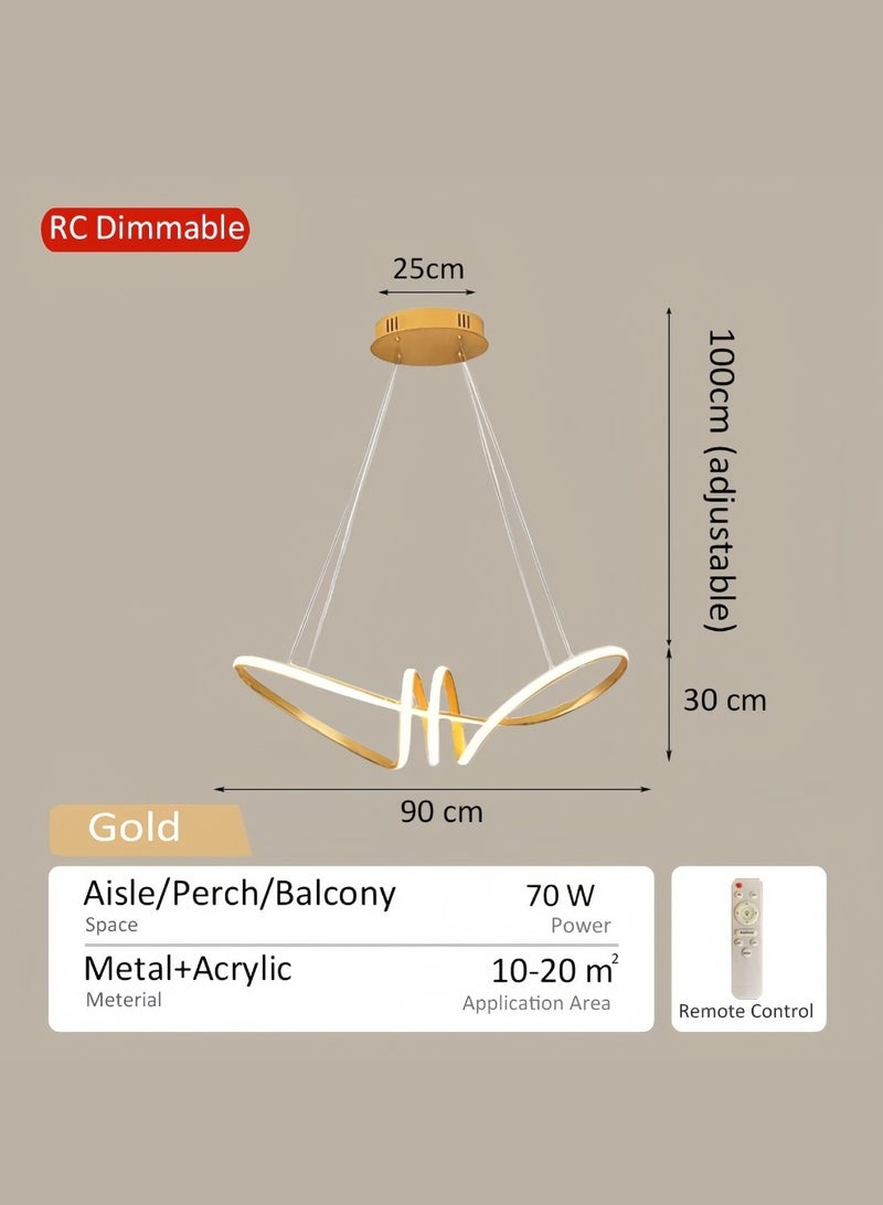 أورالوكسي ثريات سقف حديثة اضاءة ليد ذهبي 116 واط اشكال هندسية مع ريموت كنترول اضاءة سقف بالاشعة تحت الحمراء مناسبة لغرفة المعيشة وغرفة النوم وغرفة الطعام - Image 4