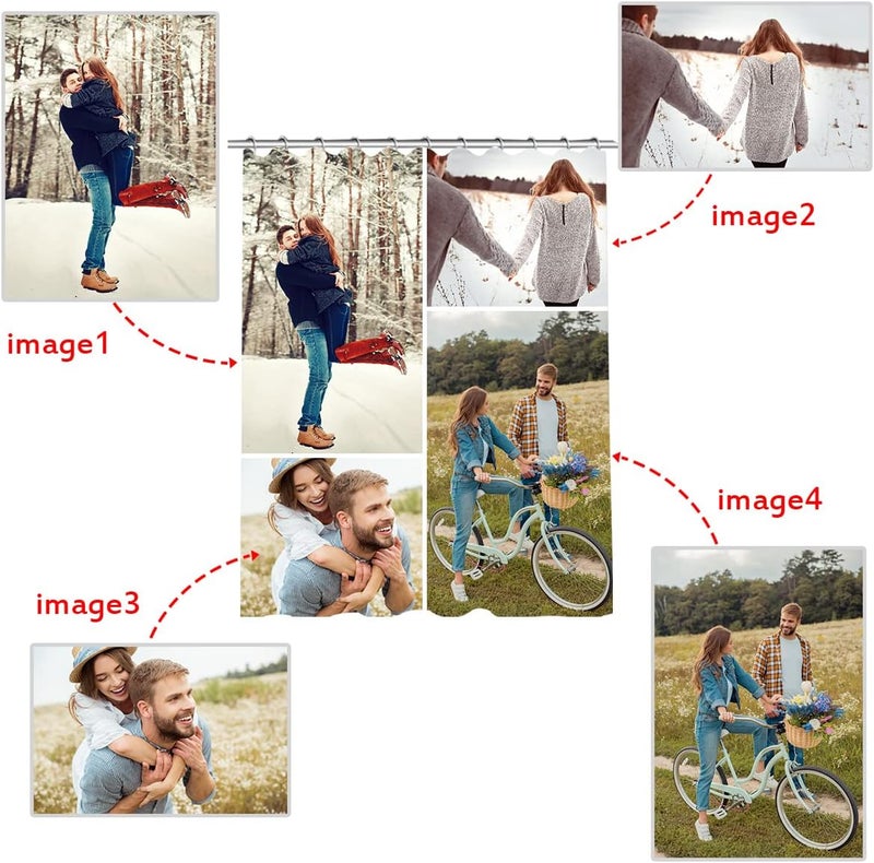 جودة عصرية اقتصادية ستارة دش مخصصة بتصميم صور - ستارة دش صور مخصصة - ستارة دش مخصصة للحمام - ديكور شخصي مقاوم للماء مع خطافات - ستارة حمام من قماش البوليستر (تجميع 4 صور C مقاس 84×72 بوصة) - Image 4