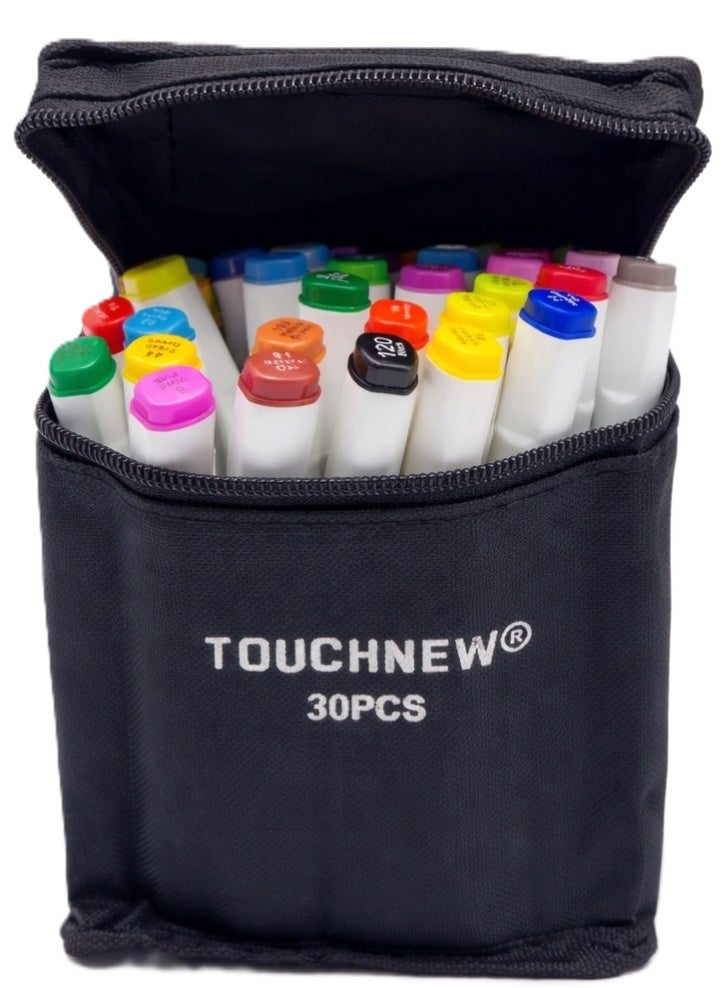تاتش نيو مجموعة أقلام تحديد جرافيك احترافية مكونة منTOUCHNEW 30 قطعة، عمود متعدد الألوان باللون الأبيض - Image 1
