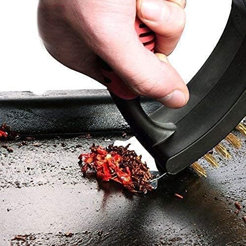 FRESHOME 3 in 1 BBQ Cleaning Grill Brush and Steel Wire Scraper, Portable Barbecue Grill Cleaner with Sponge, Charcoal Grill Special Accessories Tools, Outdoor Camping Kitchen Home-RA020 - Black - Image 3