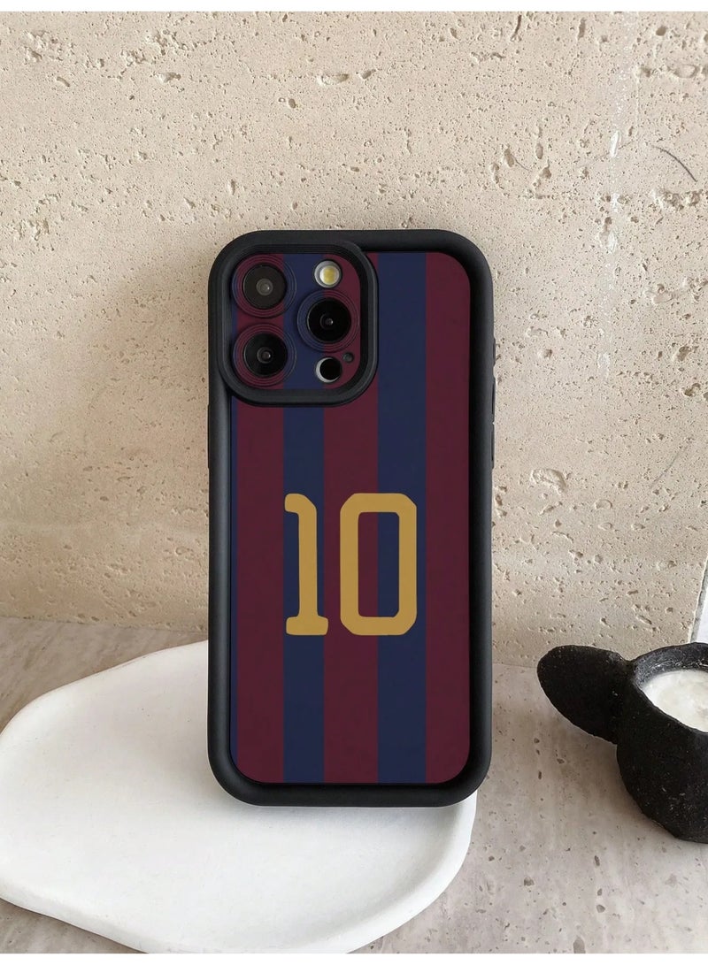 Shein Barcelona FC Number 10 Striped Design Shockproof Full Protection TPU Camera Case Cover Compatible with iPhone 15 Pro Max - Image 2