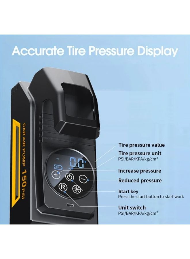 Red Portable Air Compressor Car Tire Inflator 150 PSI Auto Stop Jump Starter LED Light - Image 5