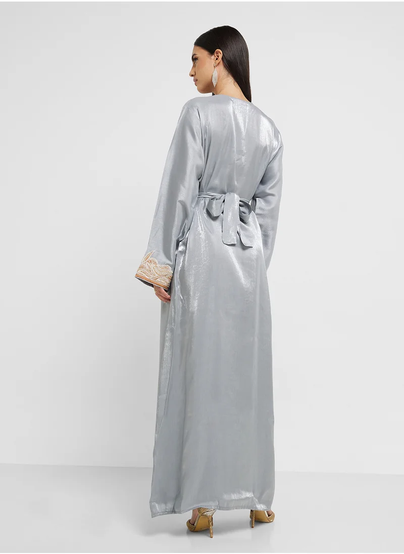 hayas closet Embroidered Belted Dress