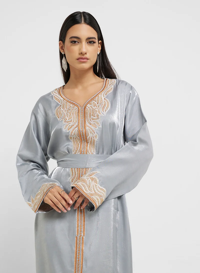 hayas closet Embroidered Maxi Dress