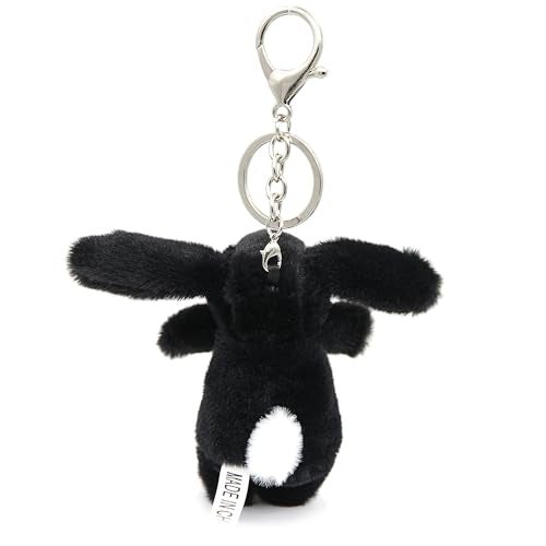Zitokin Cute Bunny Plush Keychain, Mini Rabbit Bag Charms, 3.5" Inch Purse Charms for Handbag Backpack Pendant Gift for Women (Black) - Image 4