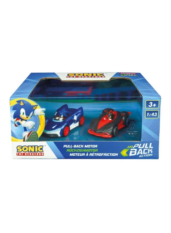 Carrera Pull N Speed Sonic The Hedgehog Sonic Vs Shadow Pull-Back Action Motor Cars (1:43, Pack Of 2) - Image 1
