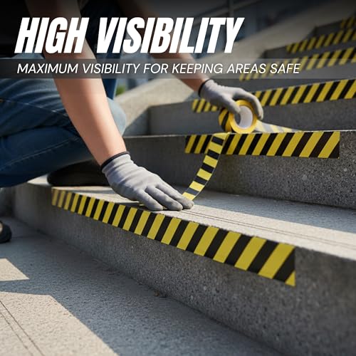 TAPIX Black & Yellow Hazard Warning Safety Stripe Floor Tape • 2 Inch x 108 Feet - Ideal for Walls, Floors, Pipes and Equipment - Image 3