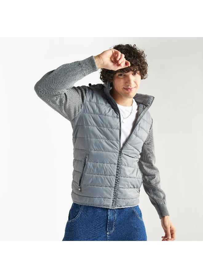 Splash FAV Hooded Zip Through Puffer Jacket with Long Sleeves and Pockets