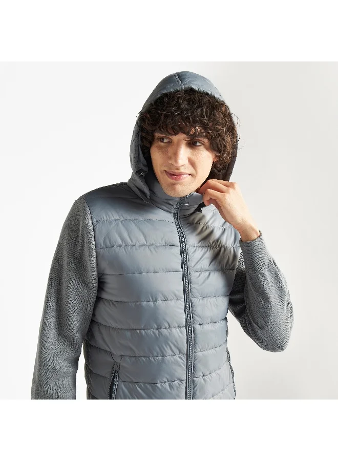 Splash FAV Hooded Zip Through Puffer Jacket with Long Sleeves and Pockets