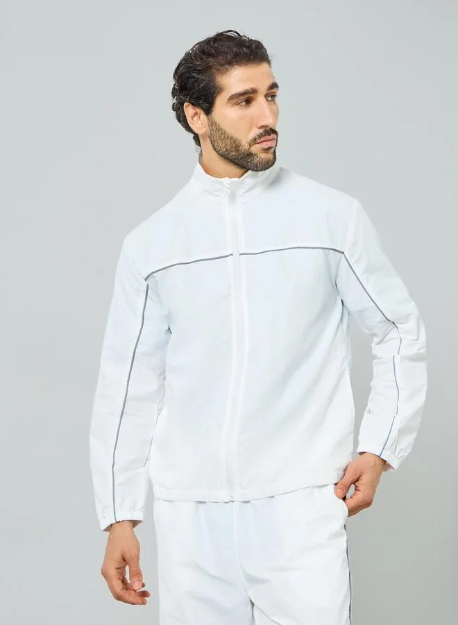 Styli Active  Men White Lightweight Zip-Up Track Jacket for Men | Best Price UAE