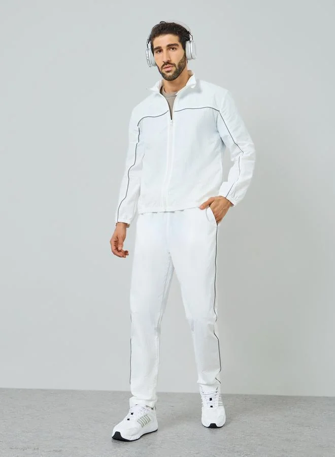 Styli Active Men White Lightweight Zip-Up Track Jacket