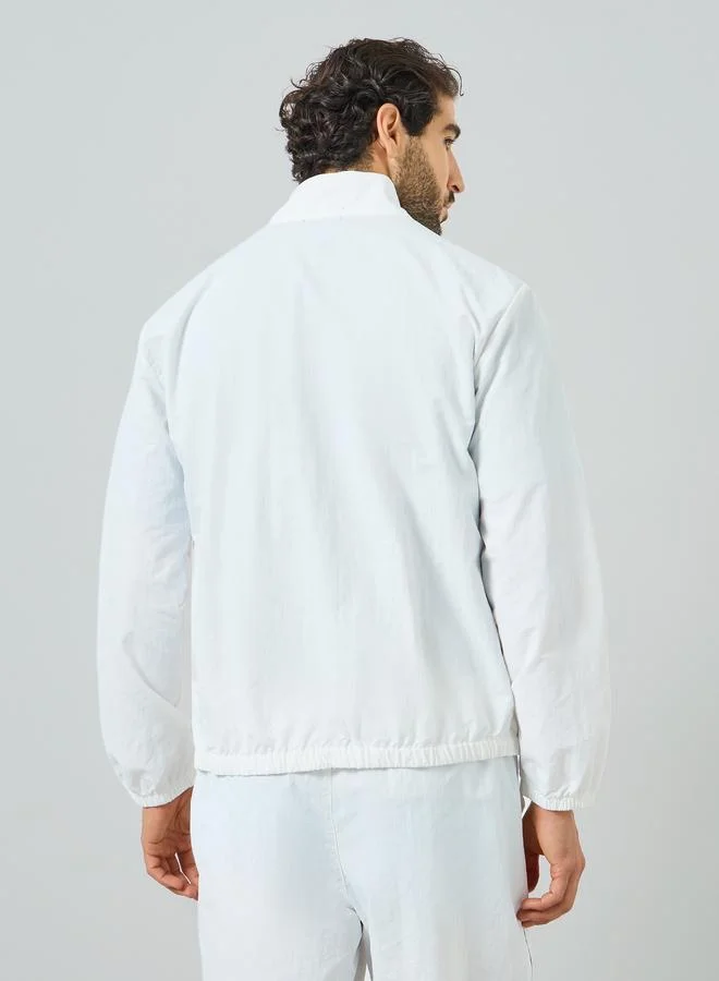 Styli Active  Men White Lightweight Zip-Up Track Jacket for Men | Best Price UAE