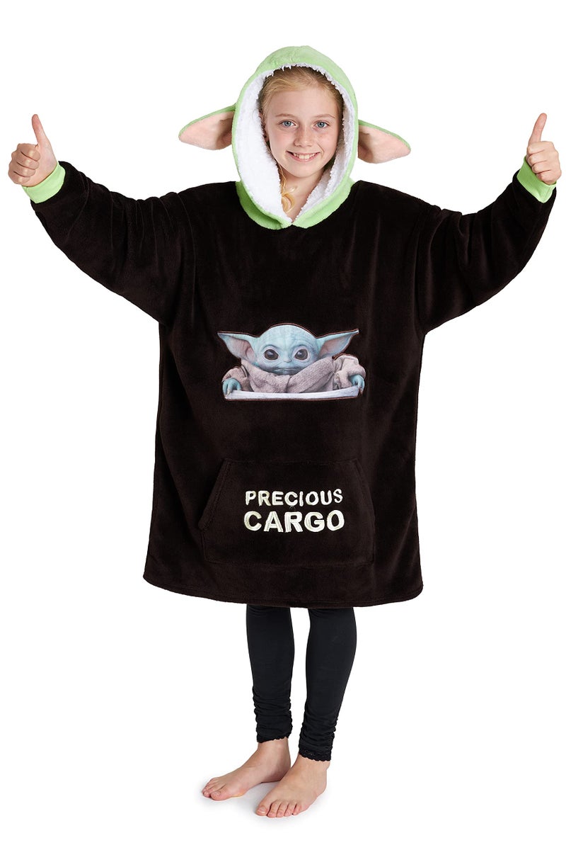 Disney Disney The Mandalorian Blanket Hoodie for Boys Teens  Baby Yoda Fleece Wearable Blanket (Brown/Green) - Image 1