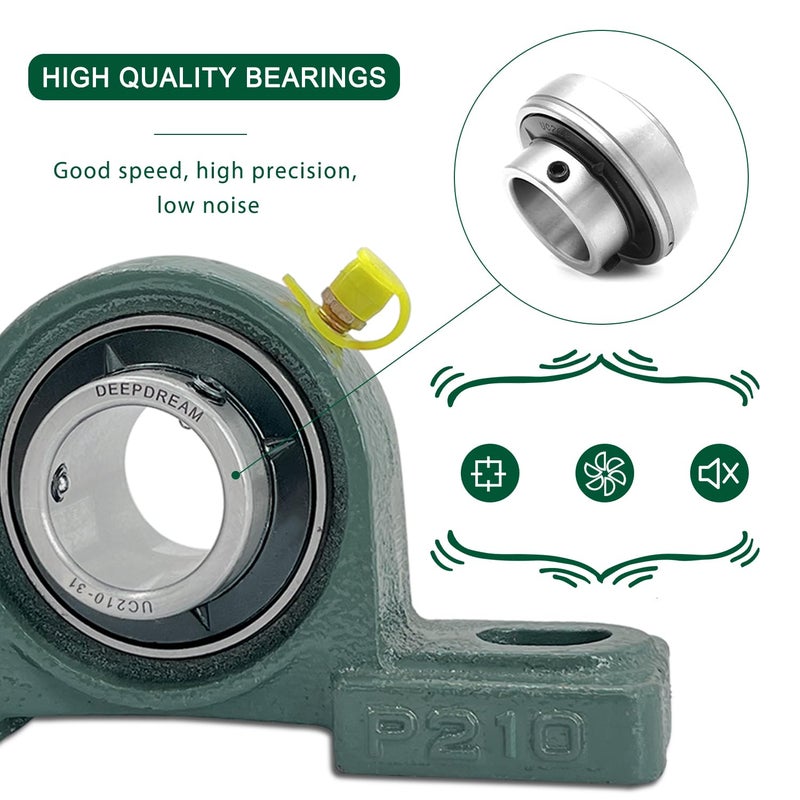 DEEPDREAM 2Pcs UCP210-31 Pillow Block Bearing 1-15/16" inch Shaft Cast Iron p210 Bearings with 1-15/16" Bore Mounted Bearing Block Self Alignment - Image 5