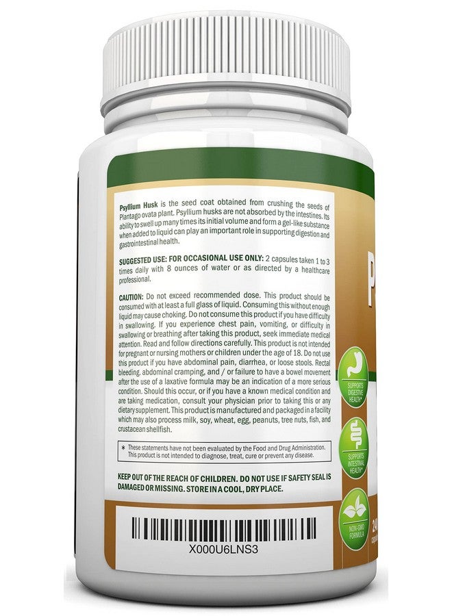 NutriONN Psyllium Husk Capsules 1450Mg Per Serving 240 Capsules Premium Psyllium Fiber Supplement Great For Digestion And Regularity 100% Natural Soluble Fiber - Image 4