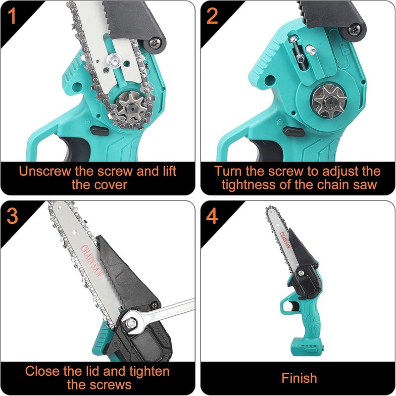 Honoson Mini Chainsaw Replacement Cordless Electric Portable Chainsaw Chain, 24 V Mini Cordless Electric Chainsaw Pruning Shears Chainsaw for Wood Branch Cutting (4 Pieces,6 Inch) - Image 4
