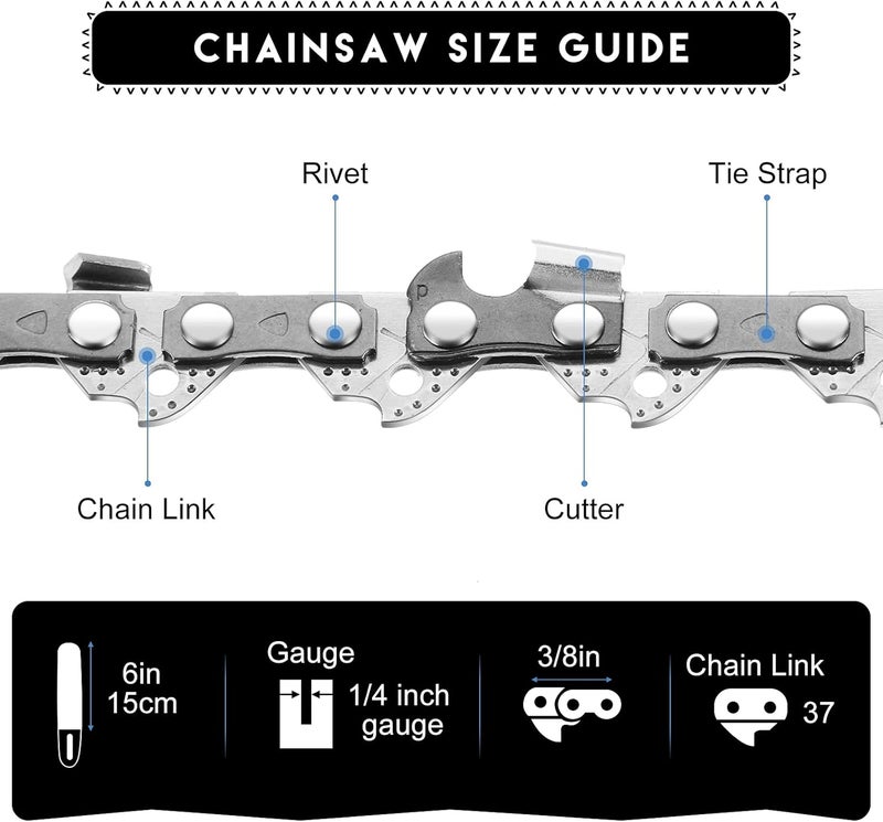 Honoson Mini Chainsaw Replacement Cordless Electric Portable Chainsaw Chain, 24 V Mini Cordless Electric Chainsaw Pruning Shears Chainsaw for Wood Branch Cutting (4 Pieces,6 Inch) - Image 3
