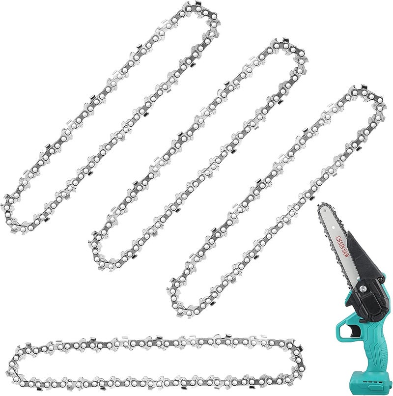 Honoson Mini Chainsaw Replacement Cordless Electric Portable Chainsaw Chain, 24 V Mini Cordless Electric Chainsaw Pruning Shears Chainsaw for Wood Branch Cutting (4 Pieces,6 Inch) - Image 1