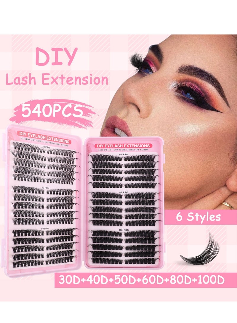 لاشز إم دي مجموعة رموش صناعية 30D+40D+50D+60D+80D+100D مجموعة رموش صناعية ناعمة وطبيعية للمبتدئين مجموعة رموش صناعية مكونة من 540 قطعة مجموعة رموش بطول 8-16 مم مجموعة رموش صناعية  - Image 2