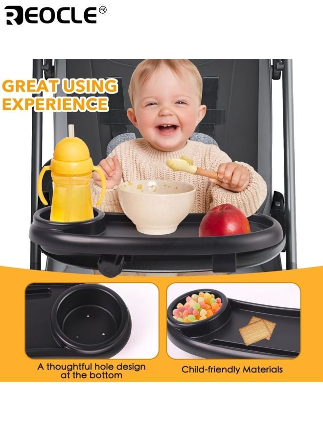 ريوكل صينية وجبات خفيفة 3 في 1 لعربة الطفل بحامل هاتف وتصميم حامل الكوب - ملحق صينية وجبات عالمي بتثبيت آمن لتناول الوجبات الخفيفة - Image 3