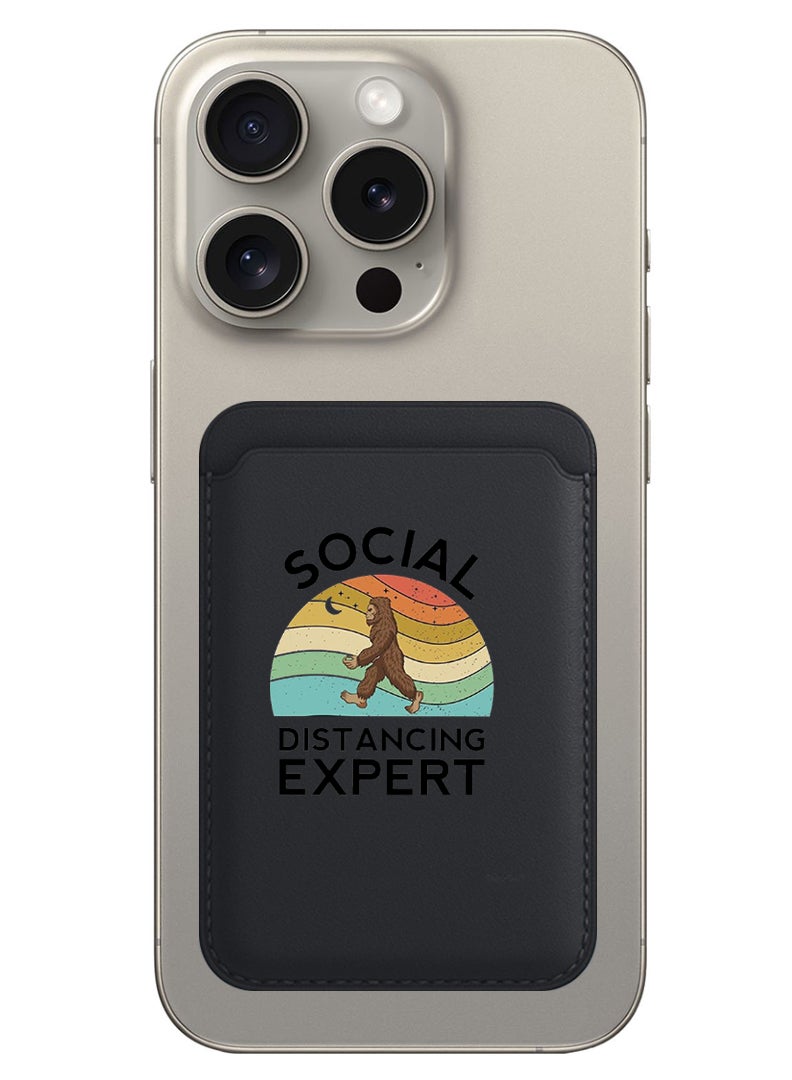 Theodor Magnetic Wallet, Compatible with MagSafe Wallet, for iPhone Wallet, for iPhone 16/15/14/13/12 Series, Not for iPhone 13/12 mini, 3 Card Holder, Vegan Leather, Black - Social Distancing expert black - Image 1