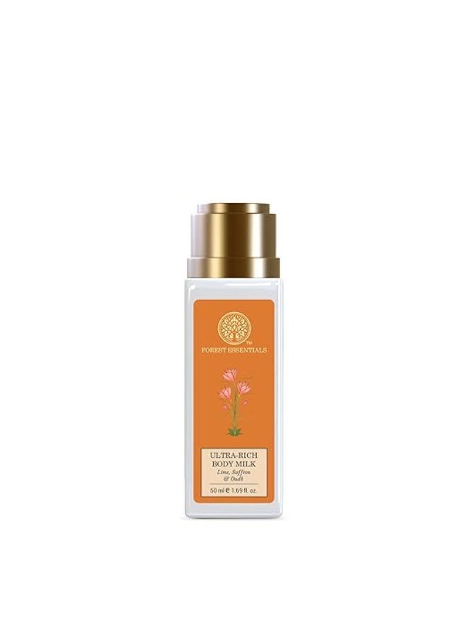 Forest Essentials Ultra-Rich Body Milk Lime Saffron Oudh | Ayurvedic Nourishing Body Lotion to Replenish Skin Moisture and Leave it Smooth & Scented - Image 1
