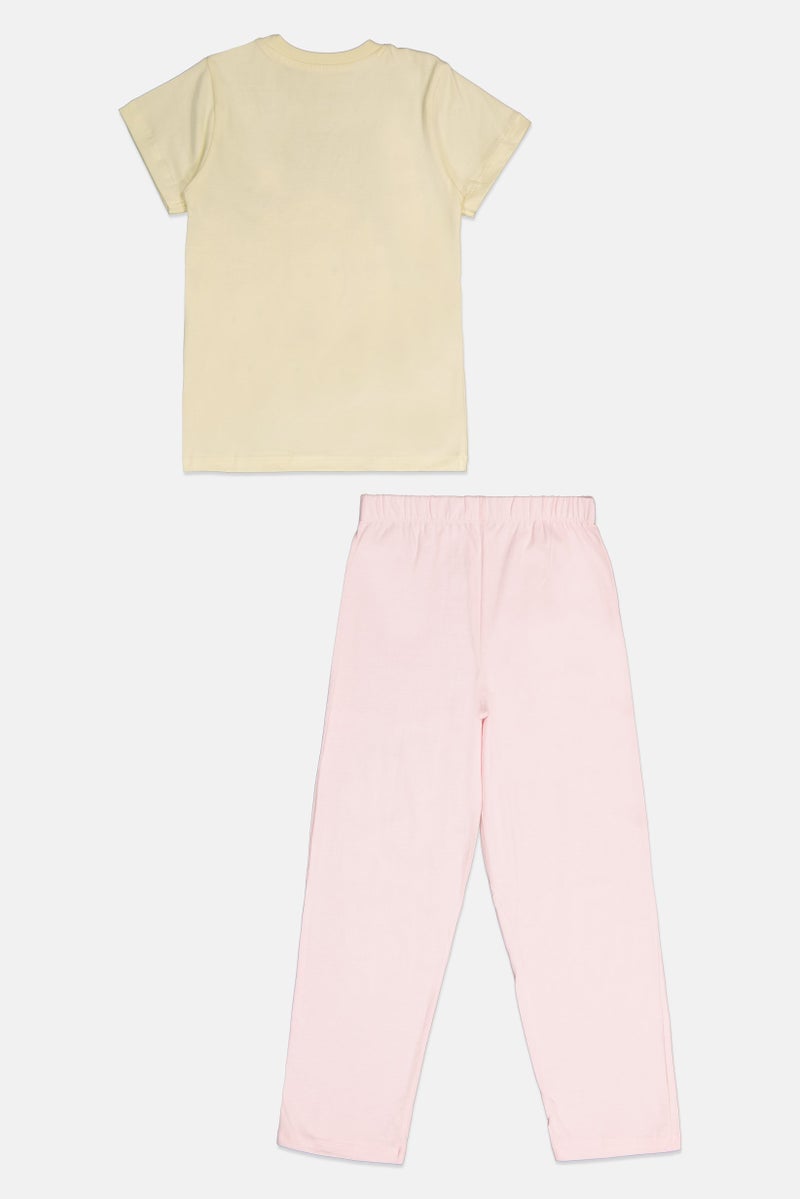 Disney Princess Kids Girl 2 Pcs Graphic Print Top And Bottom Sleepwear Set, Multicolor - Image 2