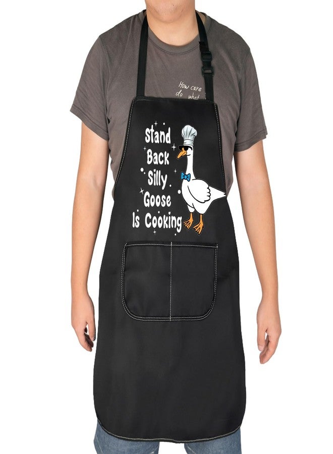 HOLLP Funny Silly Goose Stand Back Silly Goose Is Cooking Apron Animal Lover Apron Gift For Goose Lover (Stand Back Silly Goose Is Cooking) - Image 1