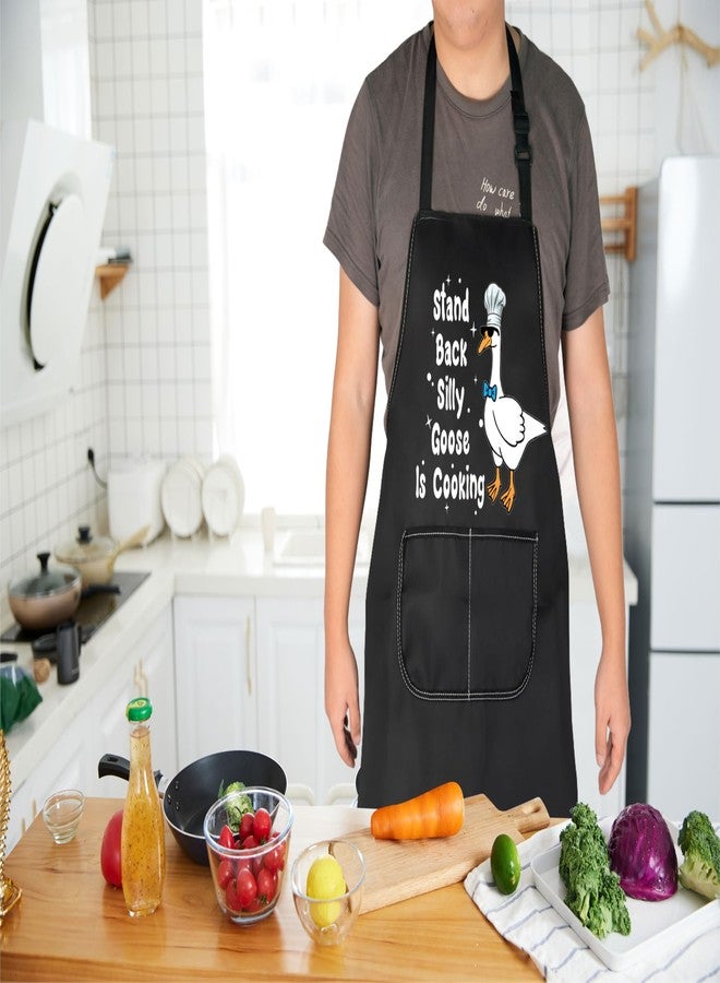 HOLLP Funny Silly Goose Stand Back Silly Goose Is Cooking Apron Animal Lover Apron Gift For Goose Lover (Stand Back Silly Goose Is Cooking) - Image 3