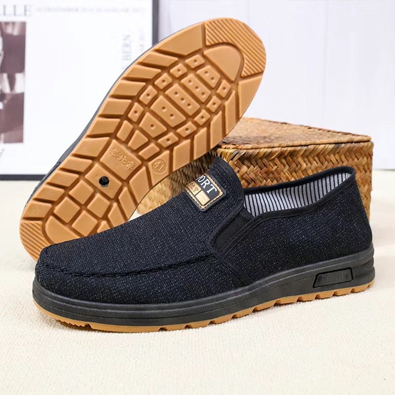 2024 New Mens Casual Breathable Slip-resistant Canvas Shoes A06 [black] 