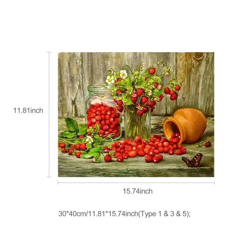 12x16 Inch DIY Oil Painting on Canvas Paint by Number Kit Flower Fruit Pattern for Adults Kids Beginner Craft Home Wall Decor Gift - Image 4