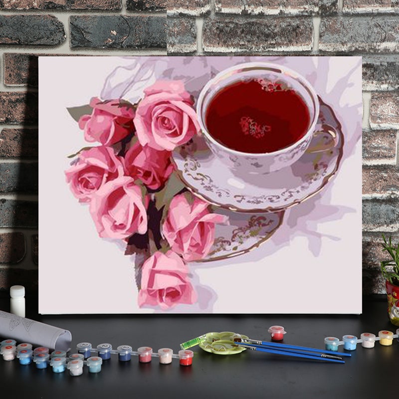 12x16 Inch DIY Oil Painting on Canvas Paint by Number Kit Flower Fruit Pattern for Adults Kids Beginner Craft Home Wall Decor Gift - Image 3