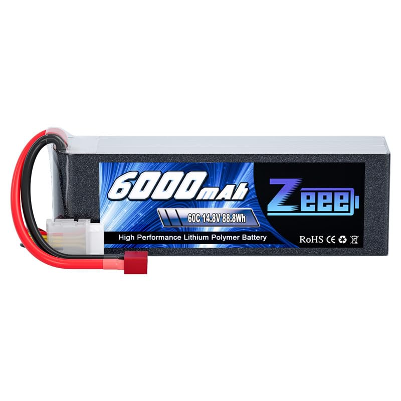 Zeee 4S Lipo Battery 6000mAh 60C 14.8V Soft Case Battery with T Connector Compatible with RC Plane Quadcopter Airplane Helicopter Car Truck Boat - Image 1