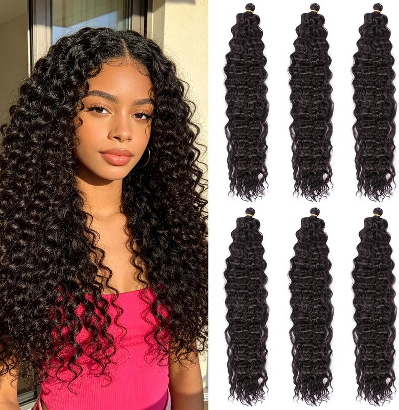 MAYSA Ocean Wave Crochet Hair 22inch Curly Crochet Hair Extensions 6Packs Soft Synthetic Wavy Crochet Hair Extensions for Women #2 Dark Brown - Image 1