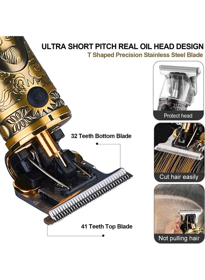 Hair Clippers for Men, Professional Hair & Beard Trimmer for Men, T-Blade Hair Edgers Clippers, Gold Knight Close-Cutting Trimmers, Cordless Clippers for Hair Cutting - Image 3