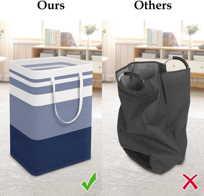StorageRight Laundry Basket Hamper Large Collapsible Laundry Hamper with Easy Carry Handles，Freestanding Clothes Hampers for Laundry, Bedroom, Dorm, Clothes, Towels, 75L, Gradient Blue - Image 5