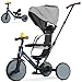 RIDYEE 8in1 Tricycle for 155 Years ToolFree Switch Toddler Tricycle with Parent Steering Control Handle for 15 to 5 Yrs Toddler Trike 153 Years with 5Point Harness and Large Canopy Grey - Image 2