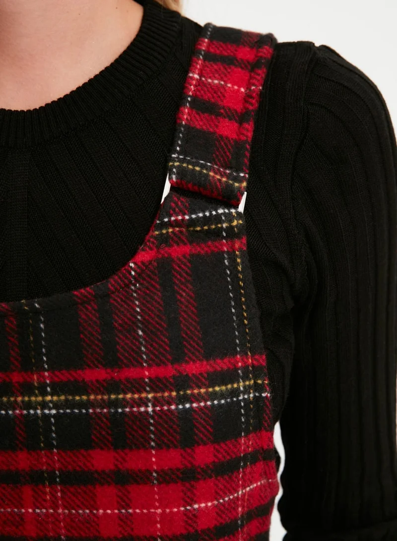 trendyol Checked Pinafore Dress