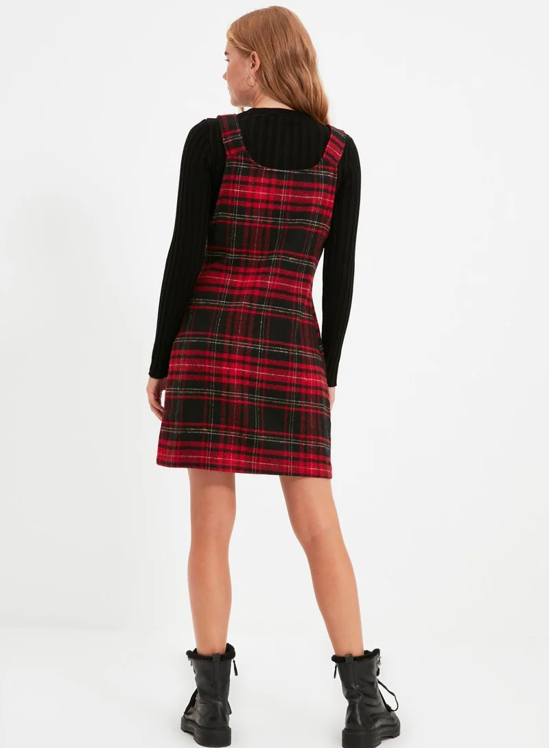 trendyol Checked Pinafore Dress