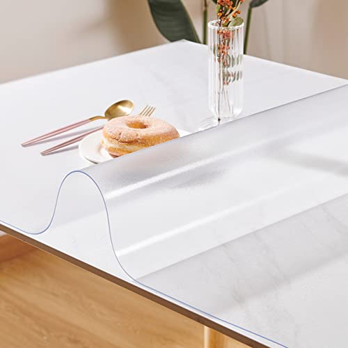 Leffora Custom 15mm Thick Frosted Table Cover Protector 42 x 96 Inch Waterproof PVC Protective Table Pad Transparent Mat for Coffee Table Dining Room Table Office Desk End TableNight Stand
